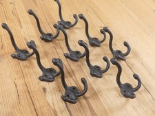 10 Black Coat Hooks Wall Mounted Hat School Farm Towel Bath Kitchen Cast Iron