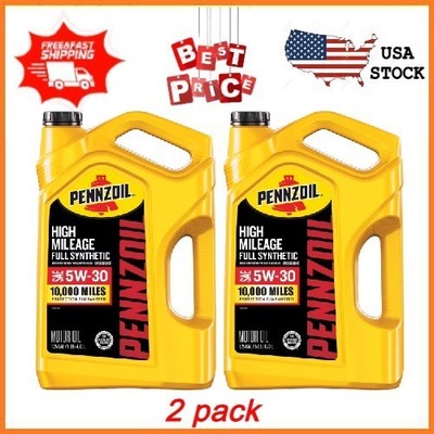 NEW (2 pack) Pennzoil High Mileage Full Synthetic 5W-30 Motor Oil, 5 Quart