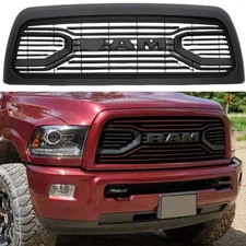 Bumper Grille For 2010-2018 Dodge Ram 2500 3500 Grill Hood W/Letters Matte Black