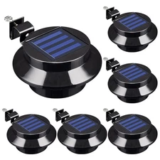 1-8 Pack Solar Powered LED Outdoor Gutter Lights with Brackets - Water Resistant