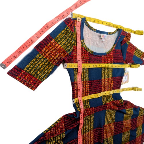 LulaRoe Nicole Dress Size XS Color Block Art Fitted Bodice Full Circle Skirt - Picture 5 of 9
