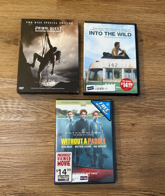   Lot of 3 Adventure DVDs   Primal Quest, Into the Wild, Without a Paddle