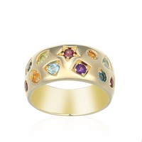 Cavill Ring Sterlingsilber Vergoldet 0,6Ct Rhodolith Topas Citrin Granat Damen