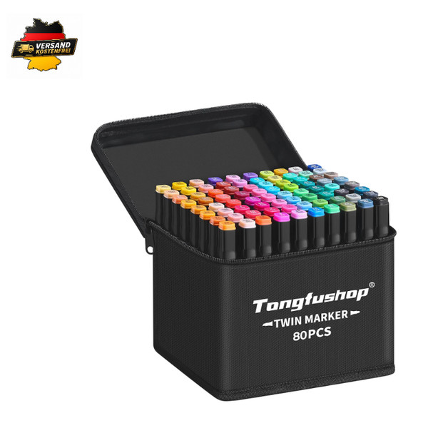Alkoholmarker Set 80 Farben Chisel Feinspitze Schnelltrocknend Filz-image
