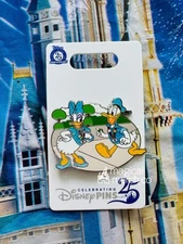 2025 Disney Parks 25th Anniversary Pin Trading Donald Duck & Daisy OE Pin