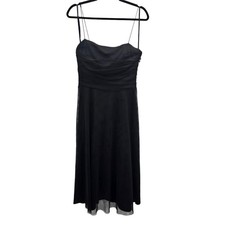 Eliza J Dress 14W Black Sheer Tulle Date Night Wedding Guest Cruise Formal