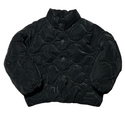 Zara Girls Rubberized Quilted Puffer Coat Size 6 Black Jacket Textured 116 CM