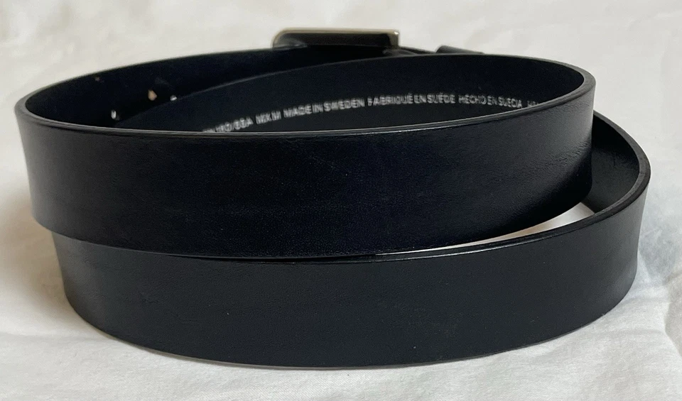 Cinturón de cuero negro para mujer H&M talla M/L hebilla plateada hecho en Suecia Foto 2 de 4
