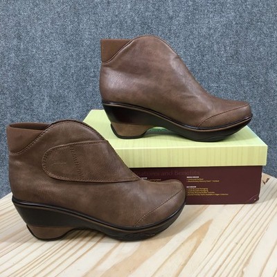 Jambu Esmeralda Ankle Boots Womens 10 M Pull On Heels Casual Faux Fur Brown NEW