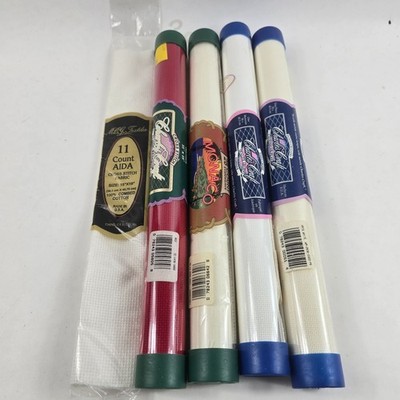 Lot 5 Charles Craft+ Aida Cloth 15'' x 18'' Red White Cream 11, 14, 16, 18, 28 Ct