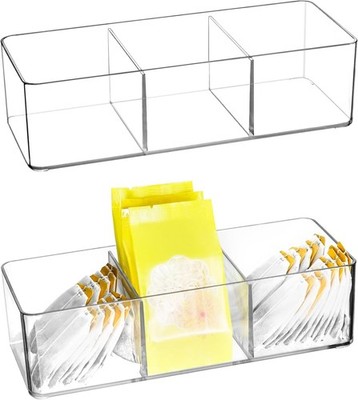 Teebox Organizer Acryl - Für Teebeutel, Kaffeebeutel, Süßstoffe - 24,5 x 8,5 cm