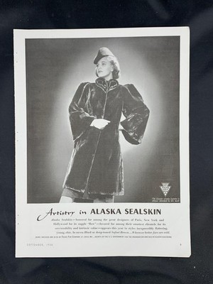 Magazine Ad* - 1938 - Fouke Fur Co., St Louis, MO - Alaska Sealskin