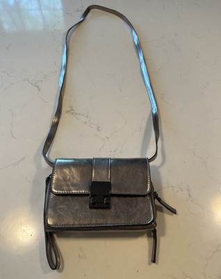 Sondra Roberts/ Squared Silver Metallic/ Crossbody Bag/clutch/going Out/Wristlet