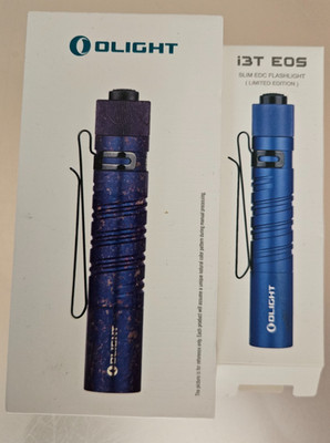 Olight 2 LED Flashlights i5R Ice Flower Periwinkle, i3T EOS Blue Limited Edition