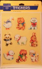 NOS 1984 Ambassador Hallmark Stickers SEALED Sweet Baby Animals-4 Sheets In Pack