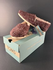 TOMS Alpargata Burgundy Multi Sweater Knit/Faux Fur Size 7 Womens NWT  Box 