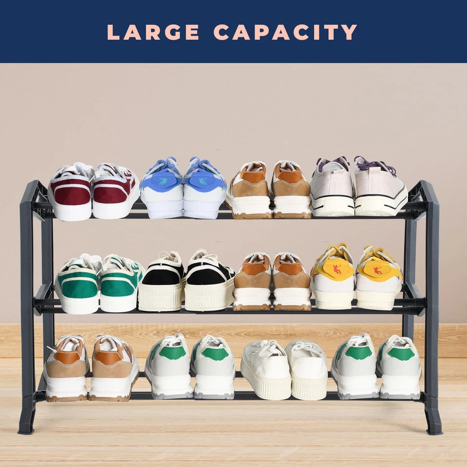 Organizador de zapatos expandible de 3 niveles, estante para ahorrar espacio con diseño inteligente, pequeño... Foto 2 de 4