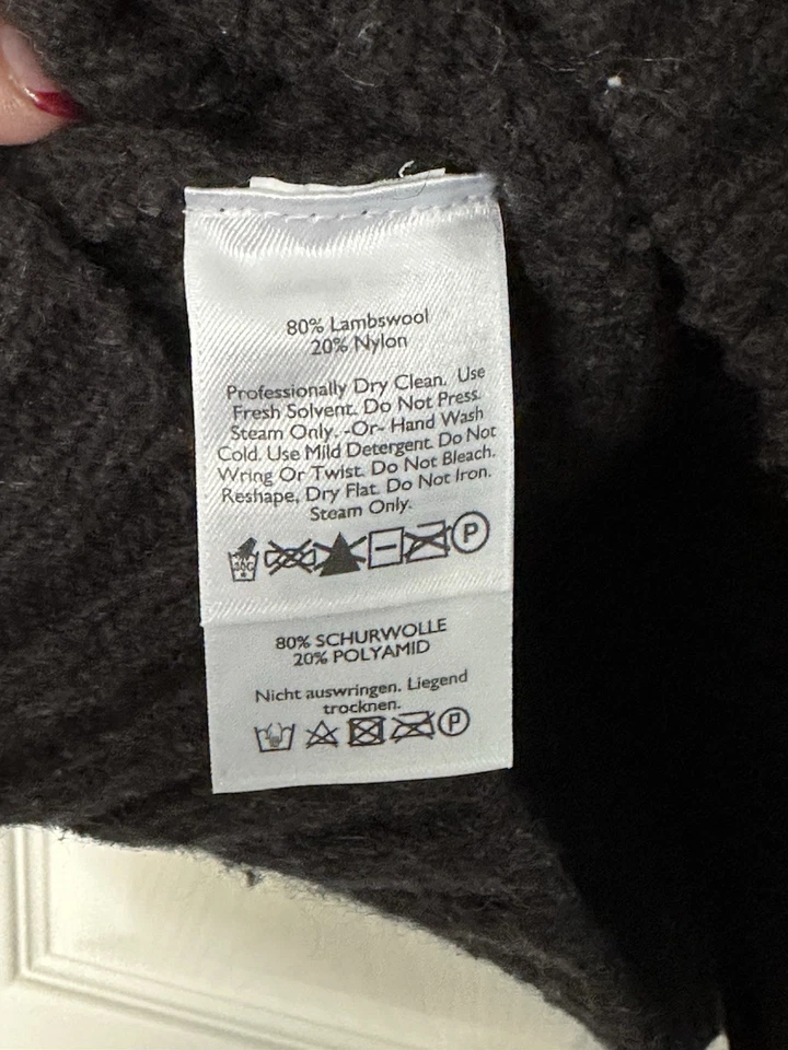 Cárdigan Suéter Eddie Bauer Para Mujer Gris Oscuro Mezcla de Lana Tejido con Cable Pescador XL Foto 3 de 4