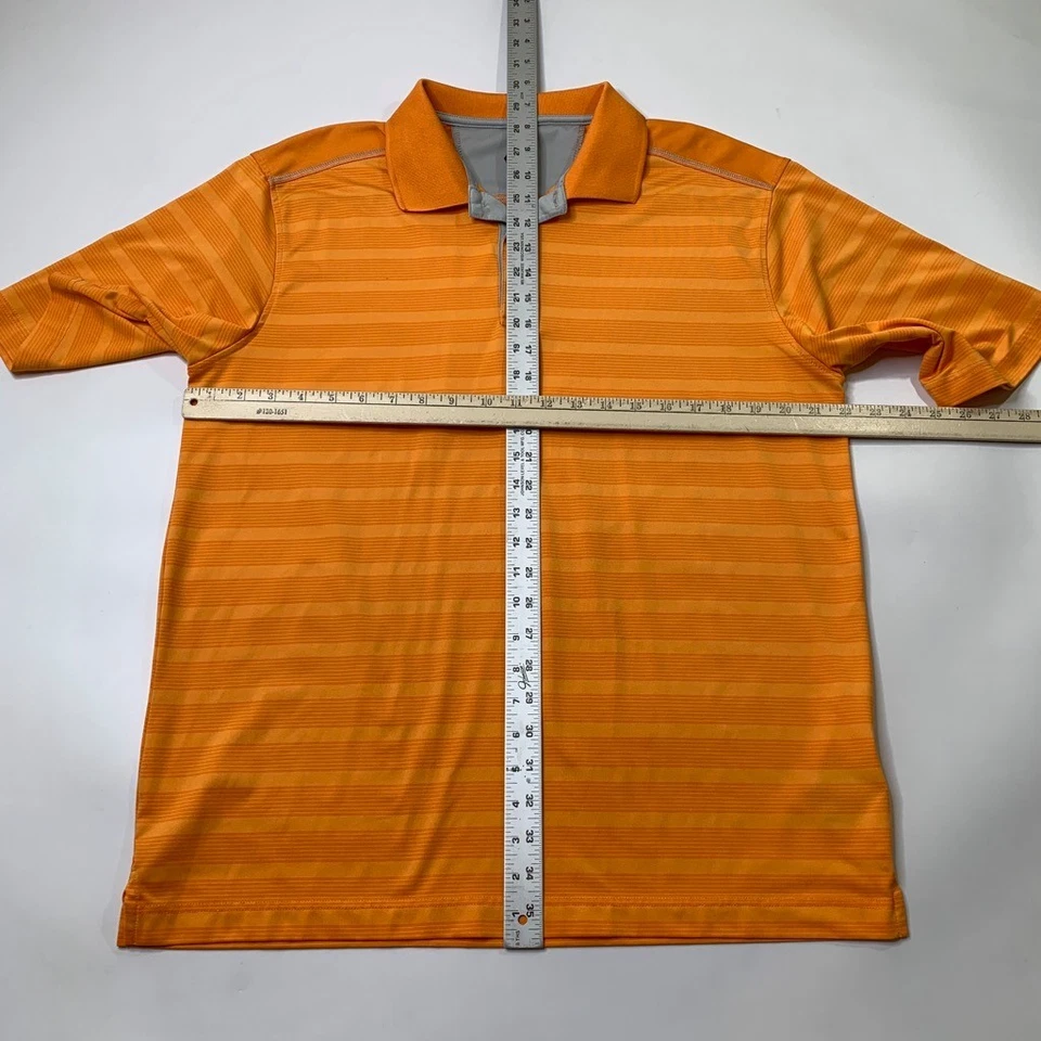 Polo Bolle Para Hombre Grande Ámbar Naranja Golf Tecnología Rayas Secado Rápido Rendimiento Foto 4 de 4