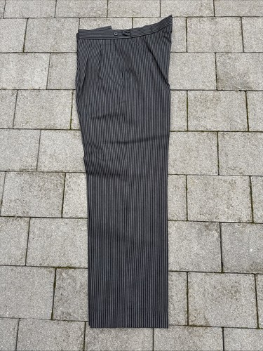Vintage Moss Bros Morning Trousers Wedding Formal Masonic Label Size 34 IL 29 - Picture 5 of 11