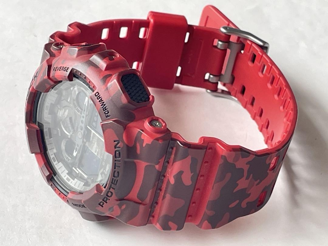 時計 CASIO G-SHOCK GA-100CM RED CAMOUFLAGE GA100CM-4A | G-SHOCK ANALOG-DIGITAL Red | CASIO