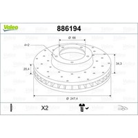 Valeo 886194 Bremsscheibe FüR Peugeot Citroen Saxo Xsara ZX AX 306 206 106 205
