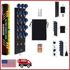 Black Darts Caddy Wall Mounted for 15 Steel/Soft Tip Darts with Hooks