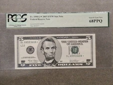 2003 $5 FW  Federal Reserve Star Note - Fr.1990-L * PCGS Superb Gem 68 PPQ