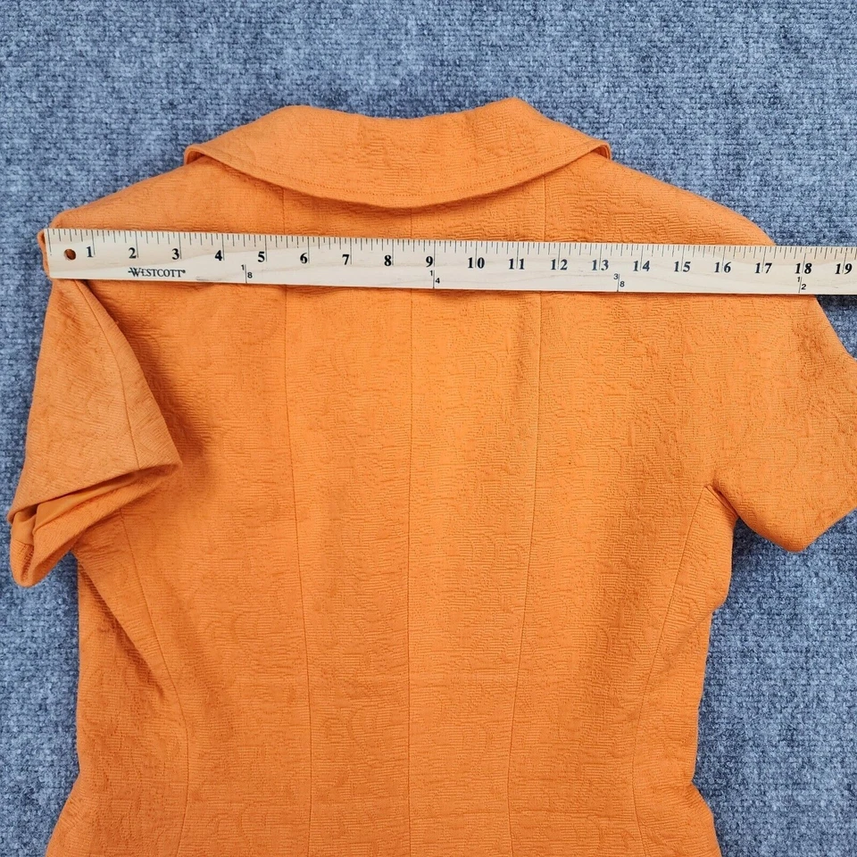 Блейзер женский Teri Jon от Rickie Freeman 4 оранжевый цветочный короткий рукав карьерный винтажный - Изображение 4 из 4