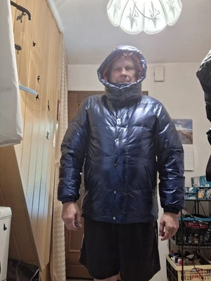 XQHO VOGUE Herren Daunenjacke blau Gr. XXXL mit Kapuze Reißverschluss halblang - Bild 1 von 4