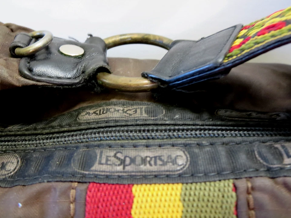 LAMB. LeSportsac Brown Crossbody Purse Gwen Stefani Rasta Stripe Handbag Jamaica - Image 4 of 4