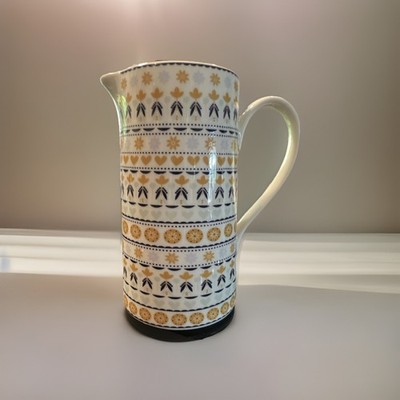 Denby Monsoon Home Kitchen Collection Fine China Pitcher Blue Yellow Handles
