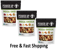 Power Up Mega Omega Trail Mix from Gourmet Nut, Resealable Bag, 14 oz, (3 Pack)
