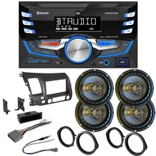 Dual XDM27BT AM/FM Radio Car Stereo & 6.5" Speakers for 2006-2011 Honda Civic