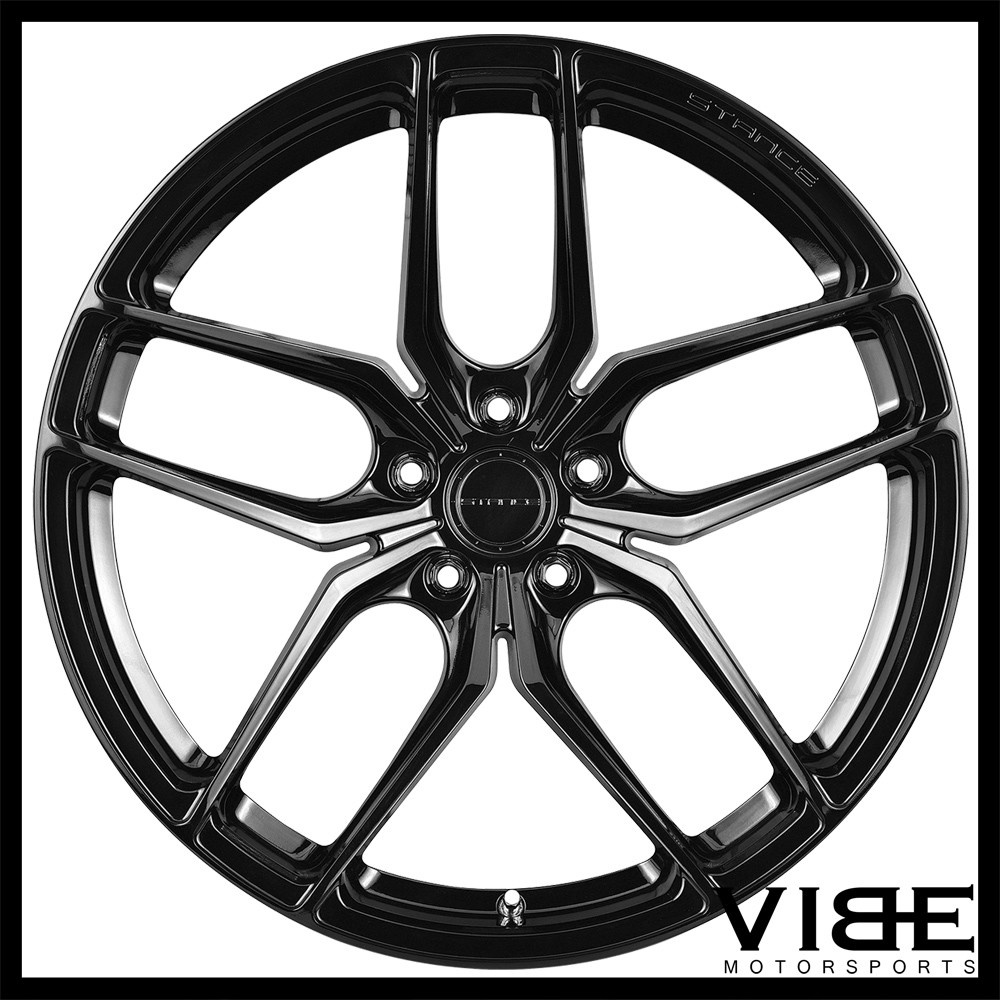 22" STANCE SF03 GLOSS BLACK CONCAVE WHEELS RIMS FITS MASERATI GHIBLI