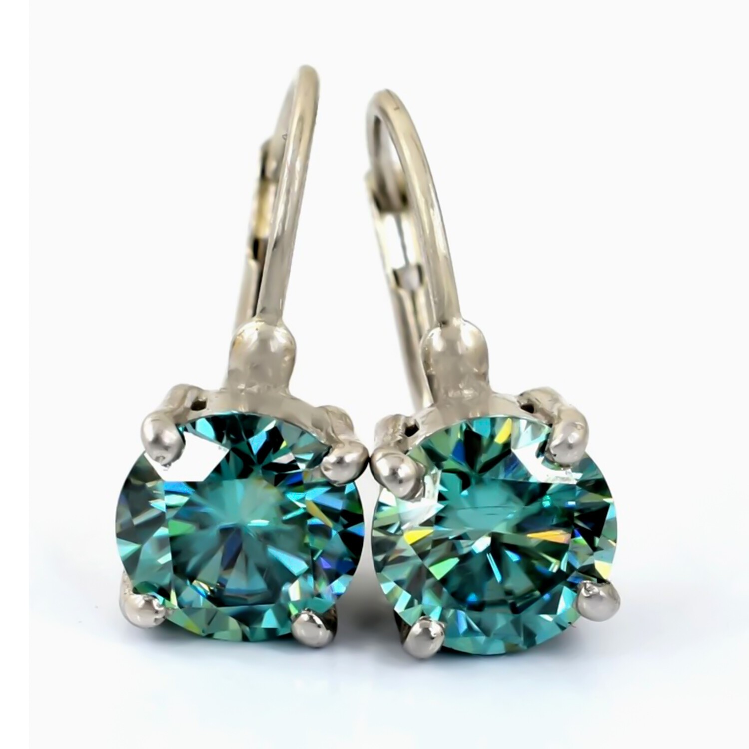 3.00 Ct Certified Blue Diamond Dangler Earrings in 925 Sterling Silver For Love