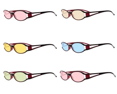 Mini Oval Anti UV Getönt Blau Rosa Gelb Leseglas +1,0 1,5 2,0~+6,0 - Bild 1 von 4