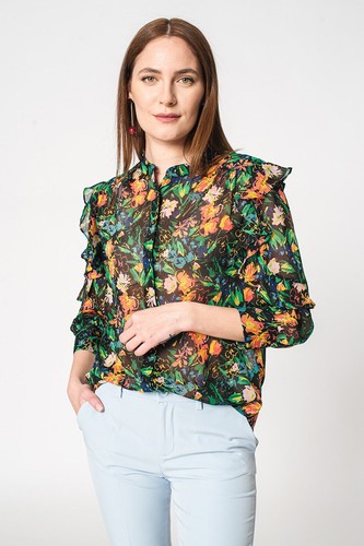 TED BAKER Carita Magnolia bloom flower floral print frill ruffle blouse top 2 10 - Picture 9 of 12