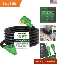 50 Amp 15 Foot RV/EV Extension Cord, NEMA 14-50P/R Heavy Duty Extension Cord ...