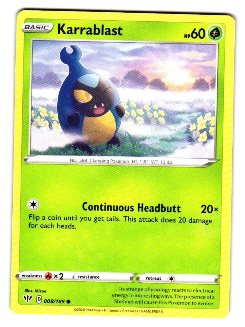 Karrablast 008/189 Common Darkness Ablaze Pokemon Near Mint