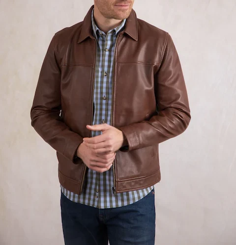 Racer Jacket for Men Brown Leather Biker Moto Size XS S M L XL XXL Custom Made