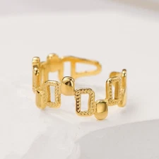 Waterproof No Tarnish Gold Plated Stainless steel Open Ring YC15