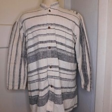 YASUKO KURISAKA Jacket Womens One Size Striped Art to Wear Lagenlook Handwoven