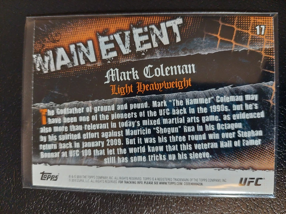 Mark Coleman #17 2010 UFC Main Event Thick Gold Parallel - Image 2 of 2