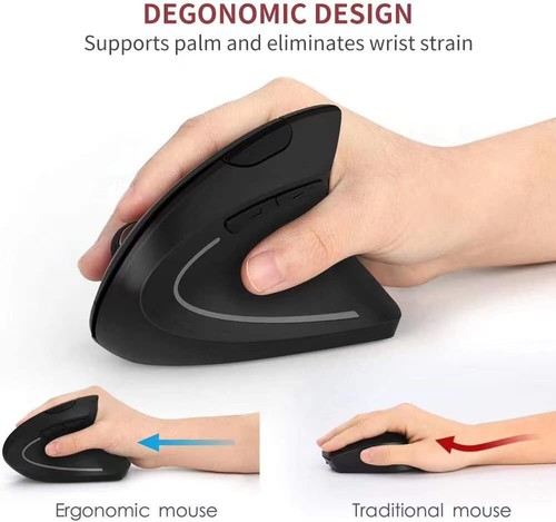 Mouse Verticale Ergonomico Wireless Ricaricabile Senza Fili 5 Pulsanti X PC MAC - Foto 5 di 6