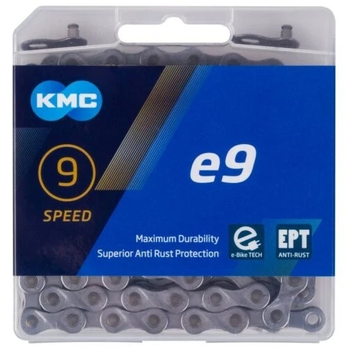 KMC e9 EPT eBike Chain 9 Speed 136 Links Gray Anti-Rust - Image 3 of 3