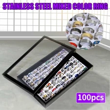 50/100pcs MIX LOT Stainless Steel rings Wholesale Men Women Fashion Jewelry lot