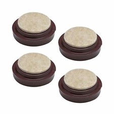 4x SMALL BROWN FURNITURE CASTOR CUPS | Anti Scratch Scuff Table Chair Sofa Pads