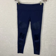 Alo Yoga Paneled Moto Leggings Women’s M Blue Pants Athleisure