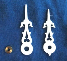 Cuckoo Clock Hands - White Plastic - For 100-110 mm Dial  - w/Bushing - NEW